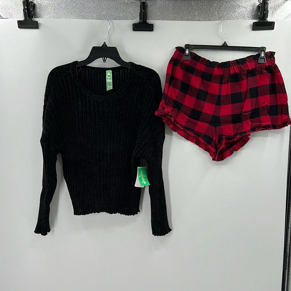 Honeydew Intimates Cabin Life Shortie Pajama Set - Black/Red - Medium - NWT